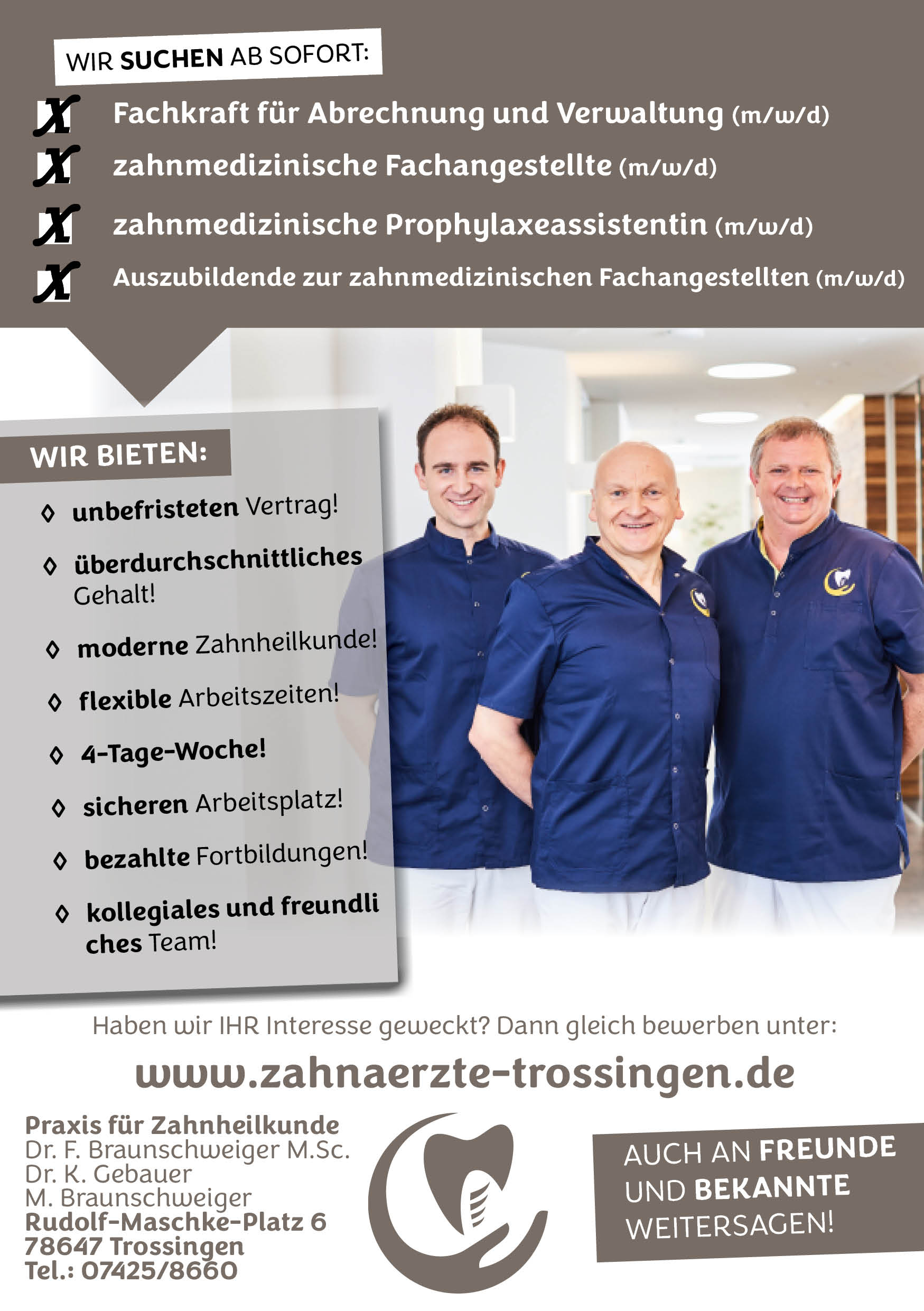 Wir suchen Sie! Seien Sie ein Teil eines modernen und familiären Unternehmens.